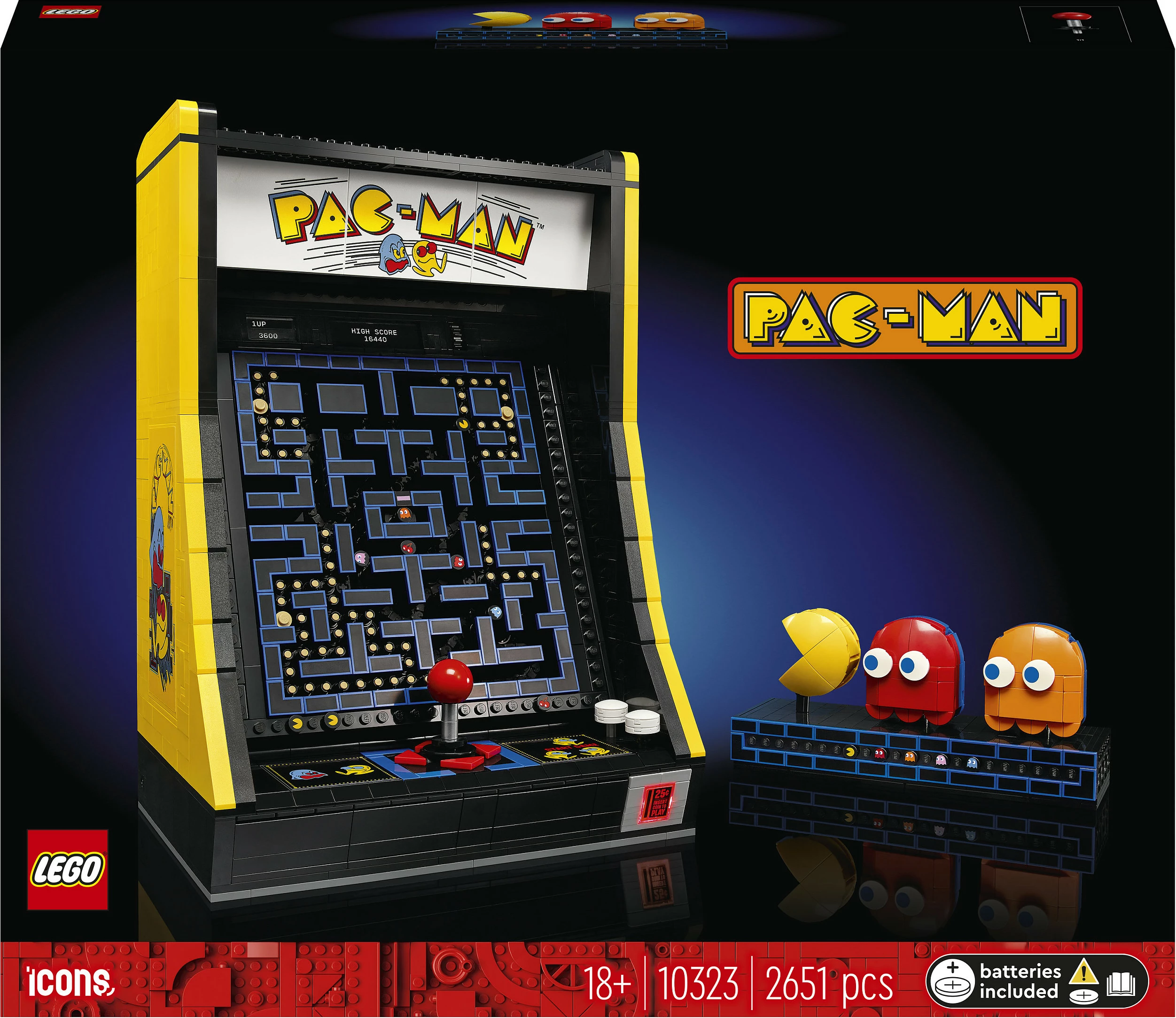 Set ndërtimi LEGO Icons PAC-MAN Arcade 10323, 2651 pjesë, multikolor