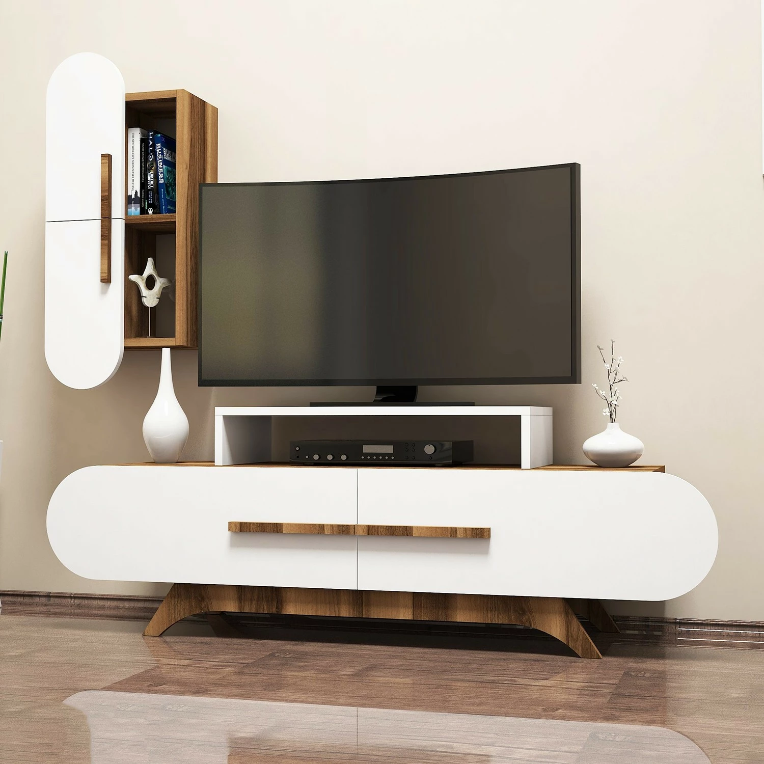 Komodë TV Hanah Home, Rose S, ngjyrë arre dhe e bardhë