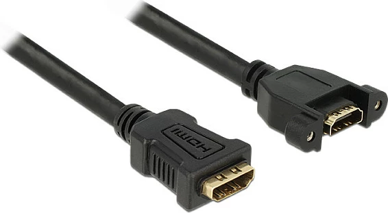Kabllo zgjatëse HDMI DeLOCK 0.25 m, Type-A, me montim paneli, e zezë