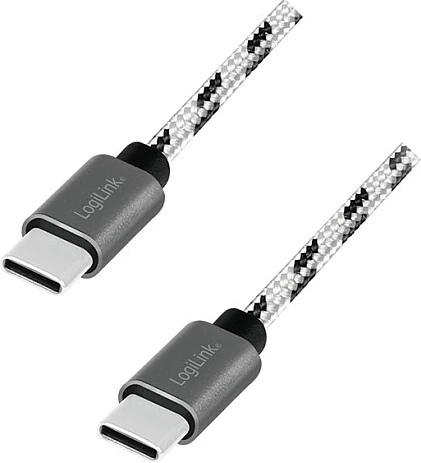 Kabllo USB-C LogiLink USB 2.0, Type-C në Type-C, set 3 copë, e thurur najlon, bardhë/zi
