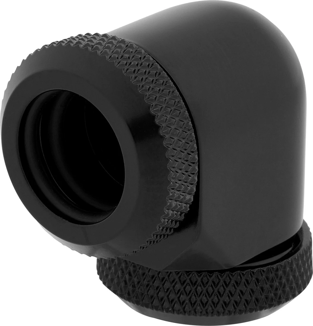Adapter 90° Corsair Hydro X Series XF për hardline tub 12mm, paketë 2 copë, i zi