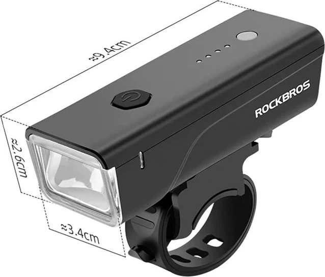 Dritë biçiklete Rockbros 24510003001, 260 lm, 1500 mAh, LED, e zezë