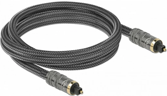Kabllo optike audio TOSLINK DeLOCK 2m, male-male, e blinduar, antracit