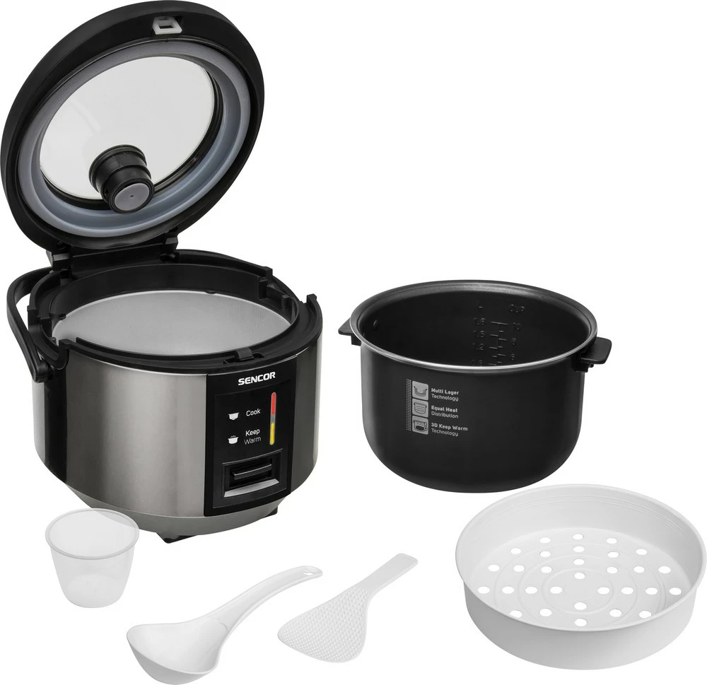 Tenxhere speciale për gatimin e orizit Sencor SRM 1890SS, 700 W, 1.8 l, e argjendtë