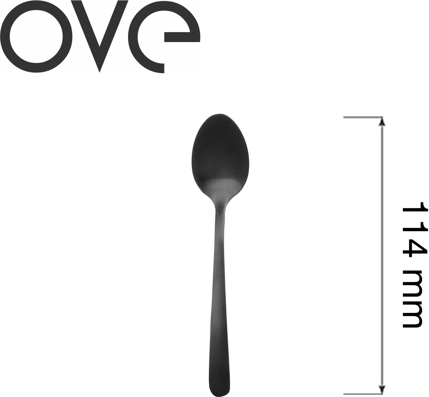 Lugë kafeje OVE Fjord Black 114 mm çelik inox 18/0, e zezë, set 12 copë