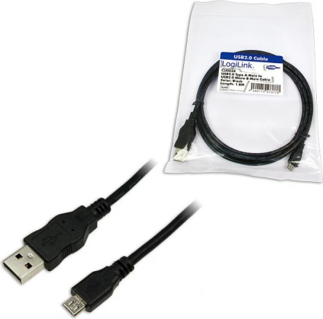 Kabllo USB LogiLink USB-A në Micro USB-B, USB 2.0, 1.8 m, e zezë