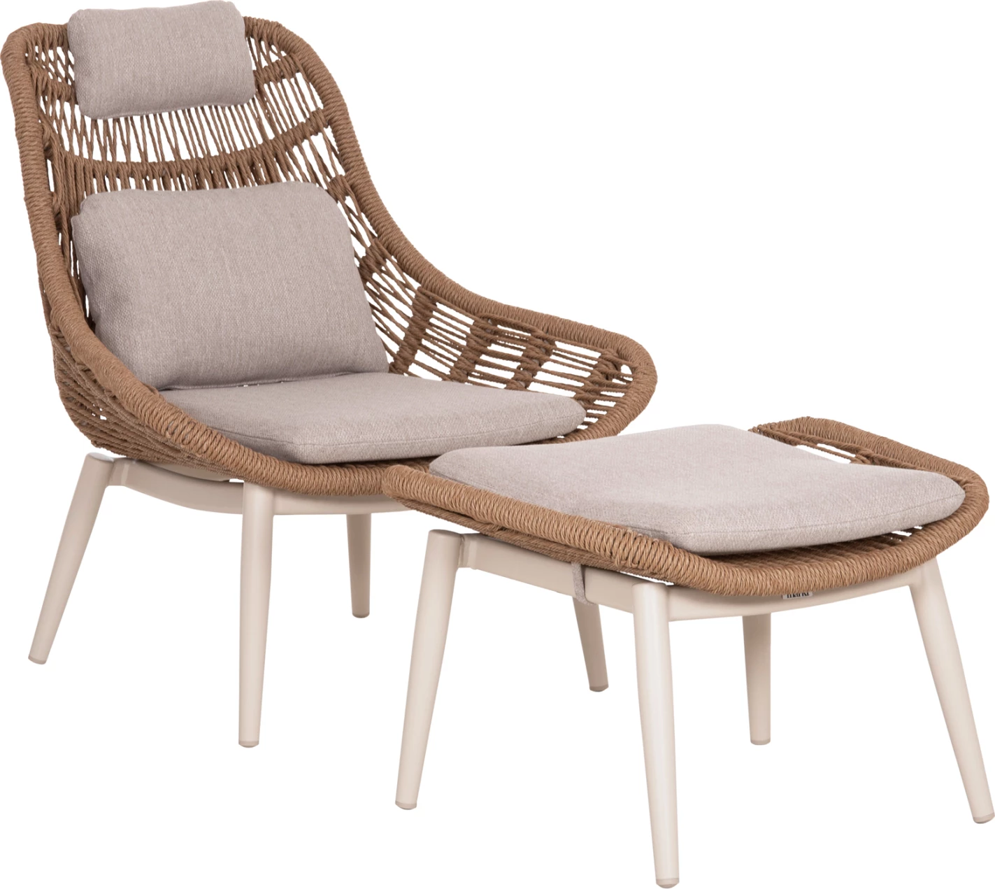 Karrige lounge me këmbështetëse REMVAZZO FH6561.02, alumin, bezhë, wicker, 89x94x98Hcm