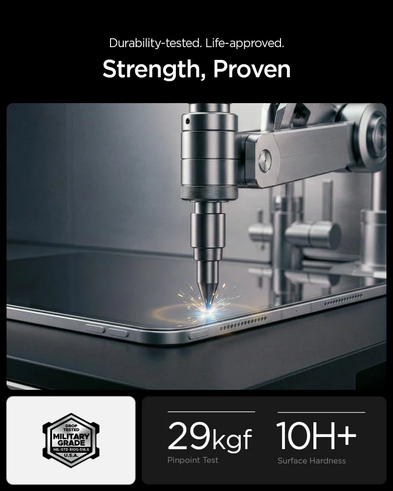 Mbrojtës ekrani xham i kalitur, Spigen ALM Glas.tR T, për iPad 10.9" (2022) / 11" (2025), 10H+, transparent, set me AlignMaster T dhe kit instalimi