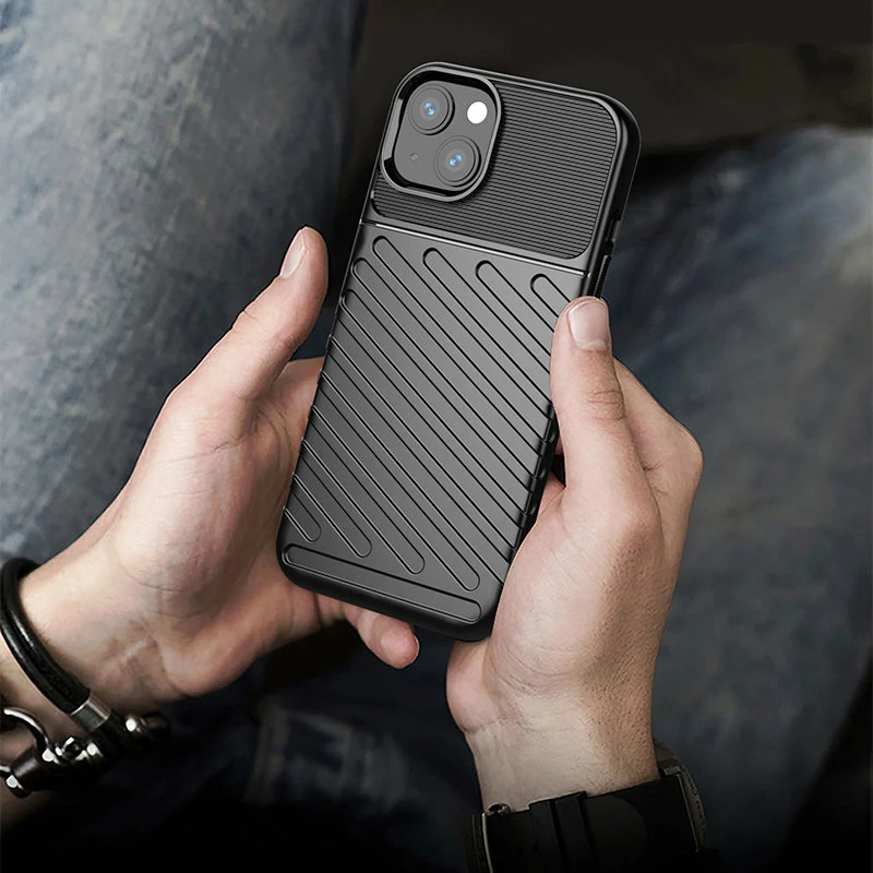 Mbështjellës Hurtel Thunder Case për iPhone 13 mini, TPU, i zi