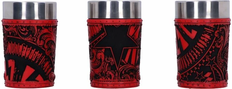 Set gotash shot Nemesis Now AC/DC Logo, 3 copë 50 ml, insert inox, e kuqe/zezë