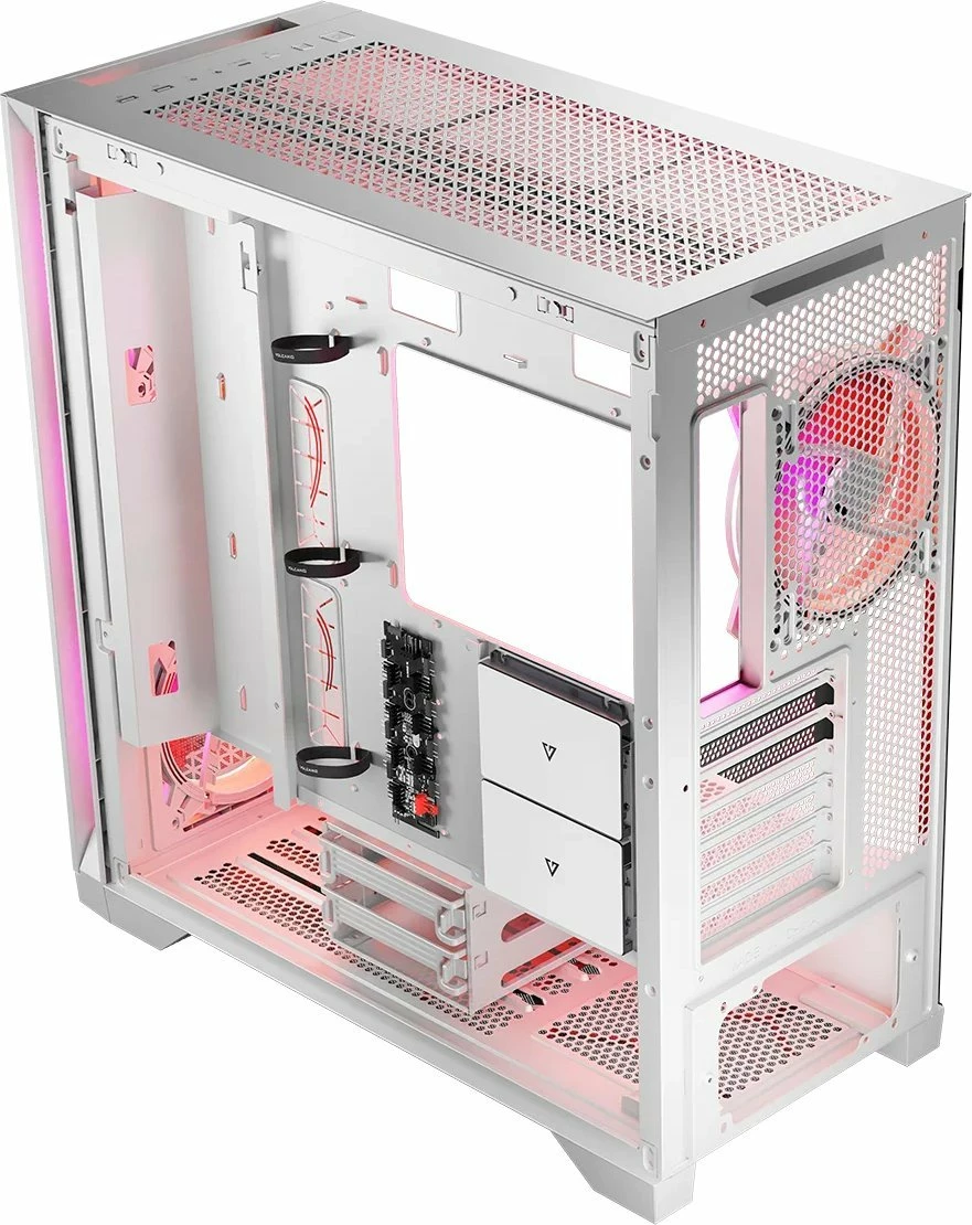 Kasë Modecom Volcano Expanse T Apex ARGB (AT-EXPANSE-TG-20-000000-0002), Midi Tower ATX/mATX/ITX, 4x 140mm ARGB, USB-C, pa furnizues rryme, e bardhë