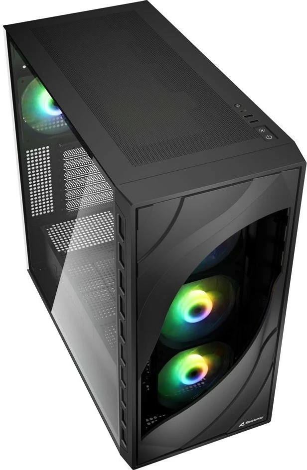 Kasë Sharkoon Rebel C80G RGB ATX, 1 xhami, e zezë