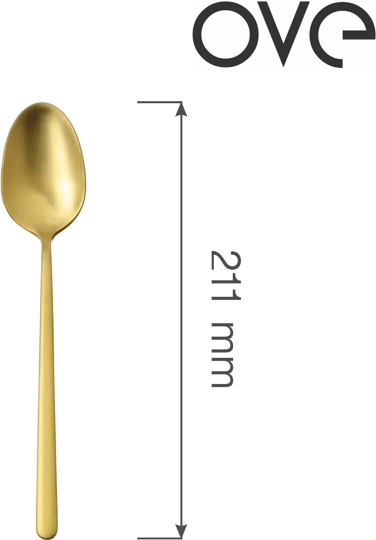 Lugë tavoline OVE Amarone Gold 211 mm, çelik inox 18/10, set 12 copë, e artë