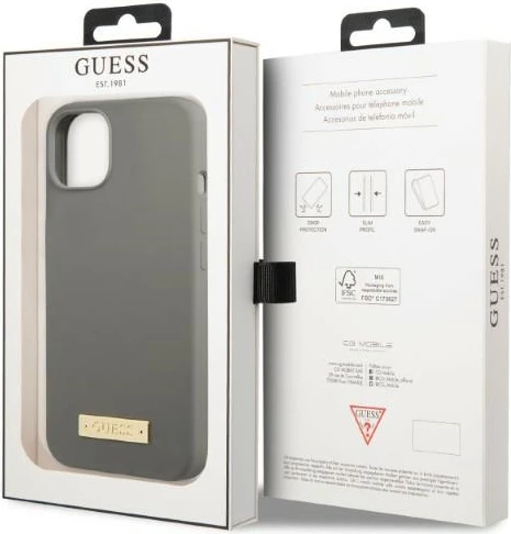 Mbështjellës Guess GUHMP13SSPLG për iPhone 13 mini 5.4", silikon, MagSafe, Gri