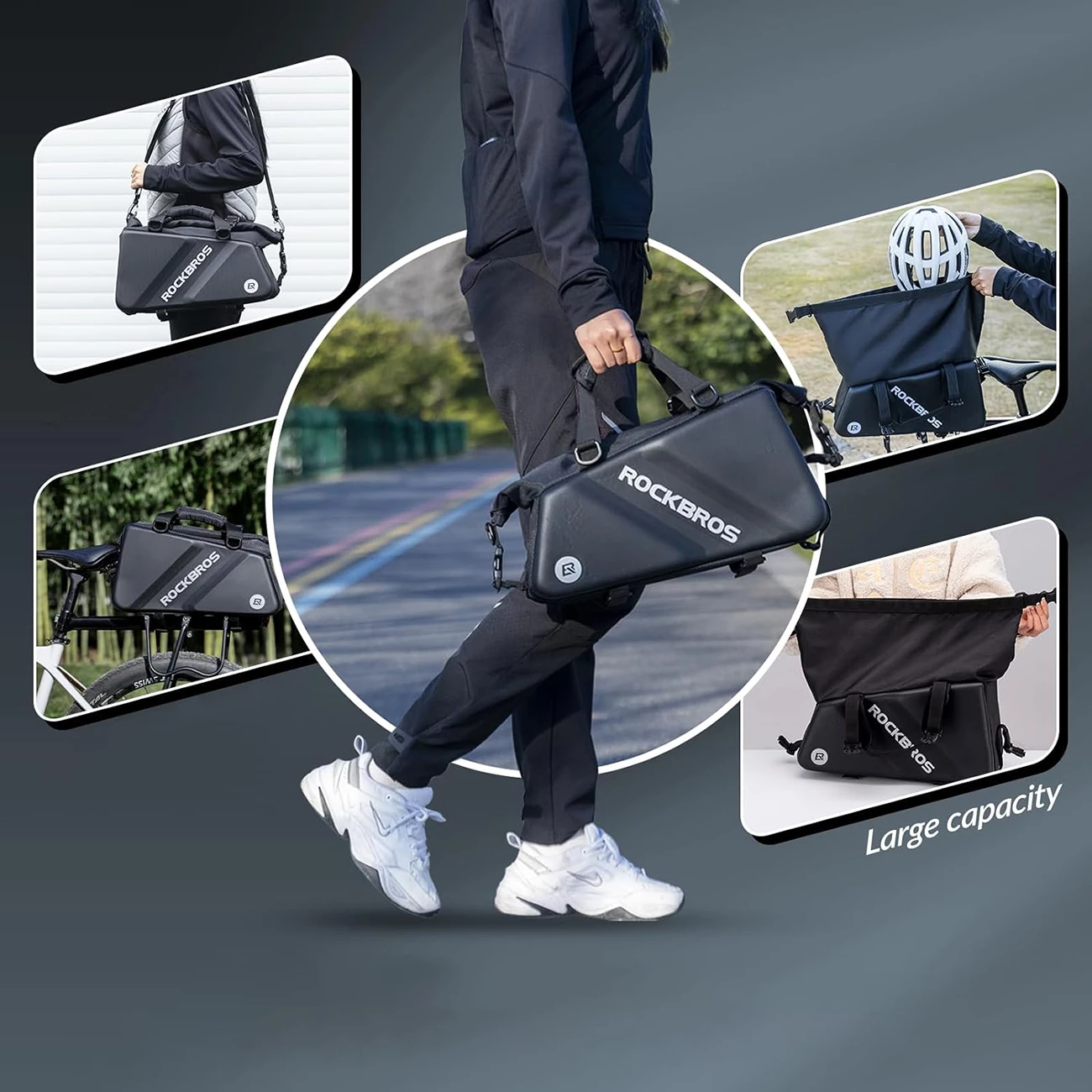 Çantë bagazhi biçiklete Rockbros 30140090001, 11.6L, e zezë