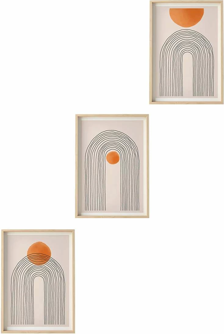 Pikturë dekorative me kornizë MDF (3 copë), Wallity, Huhu133, 50x35cm