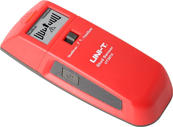 Detektor muri, UNI-T UT387A, dy moda StudScan/ThickScan, detektim dru/metal deri 28.5 mm dhe kabllo me rrymë deri 50 mm, e kuqe-gri