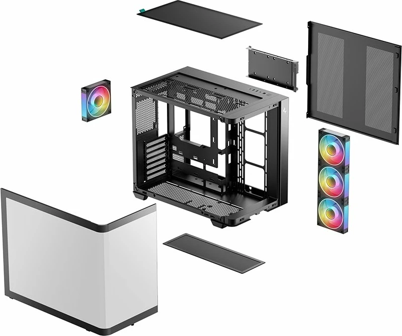 Kasë Deepcool CG530U 4F, Midi Tower, xham i kalitur panoramik, 4 ventilatorë ARGB, ATX/mATX/ITX, USB-C, e zezë