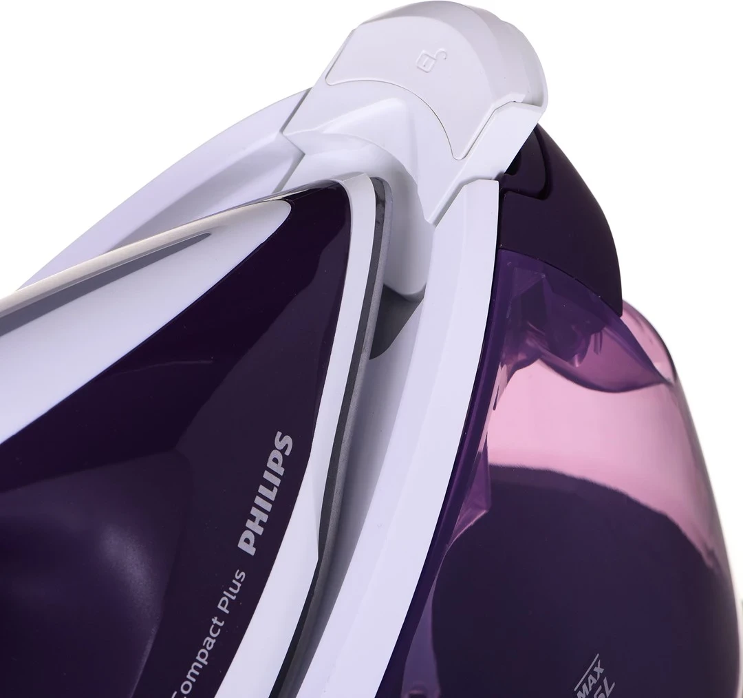 Hekur për hekurosje me mbajtëse Philips PerfectCare Compact Plus GC7933/30, 2400W, i vjollcë