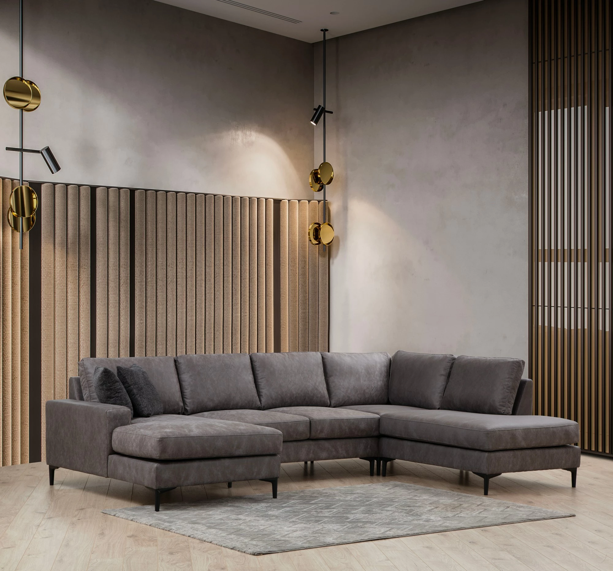Kënd-sofë Atelier del Sofa Porto Corner (CHL-02-C-EOT), ngjyrë antracit