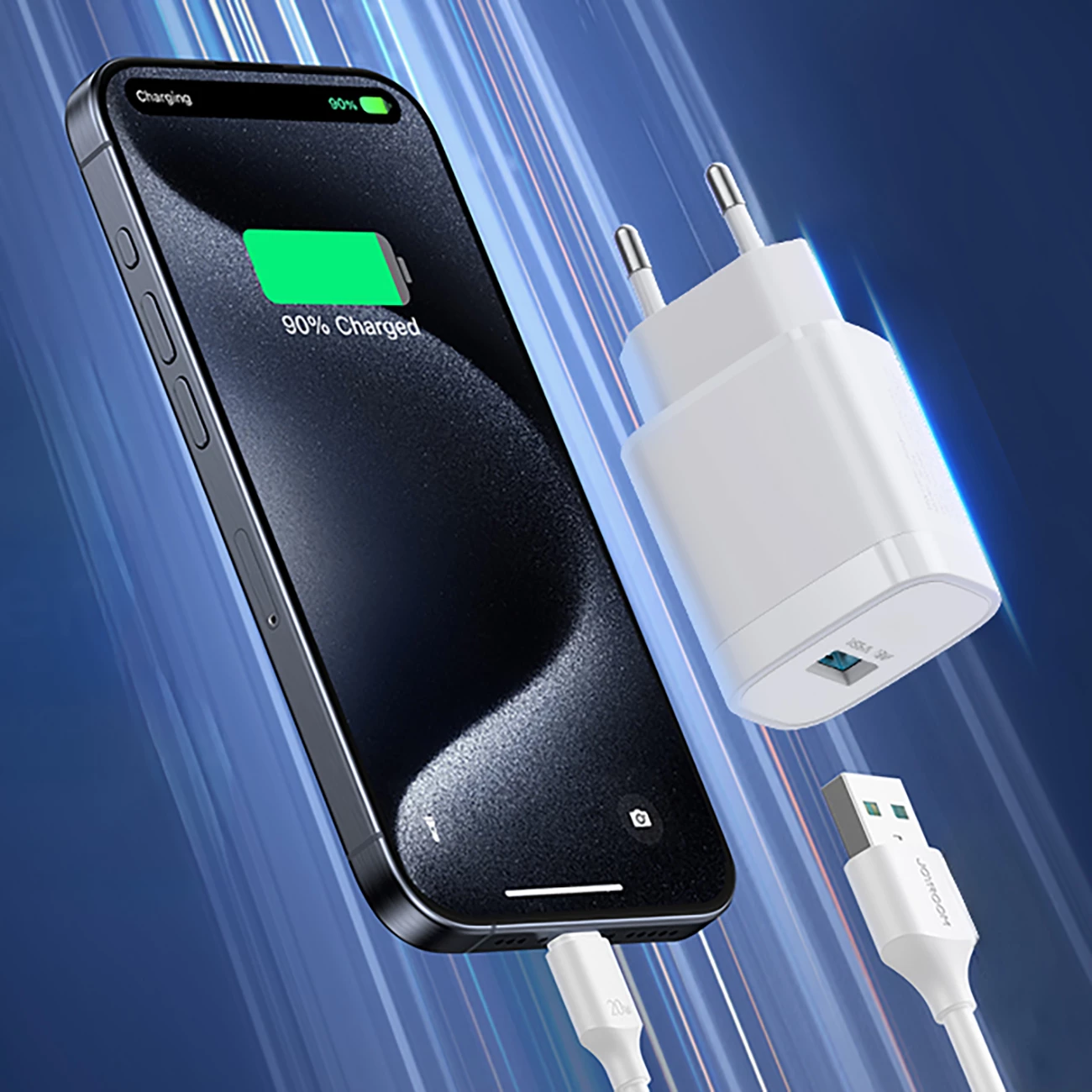 Karikues muri Joyroom JR-TF4 18W 3A USB-A me kabllo USB-A në USB-C 1m, i bardhë, set