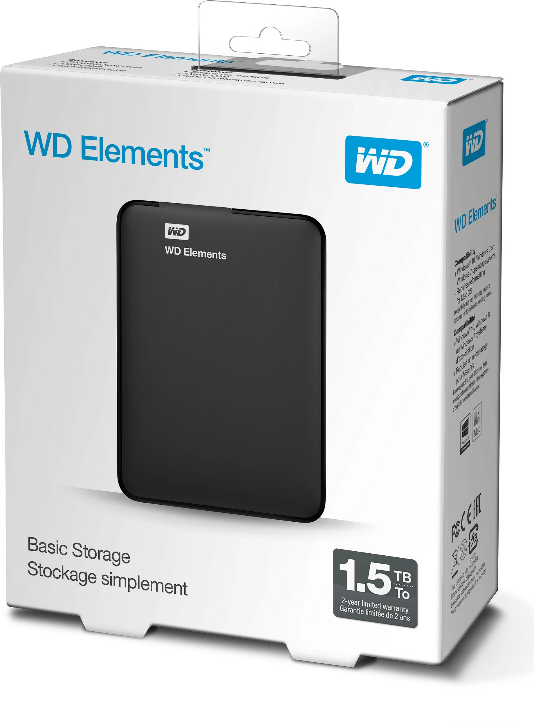 Hard disk Western Digital WD Elements Portable, 1.5 TB, 2.5", 3.2 Gen 1, e zezë