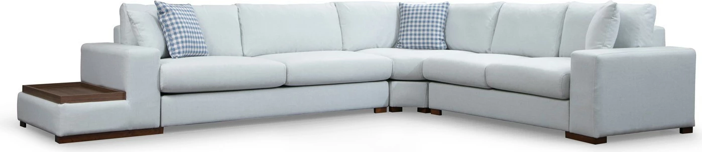 Këndare Atelier del Sofa, Loop 23, ngjyrë bezhë, këmbë druri arre, 282x363x95x85cm, 4 jastëkë