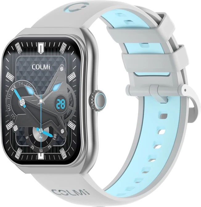 Smartwatch Colmi P86 1.93" AMOLED, Always On Display, thirrje me Bluetooth, 100+ sporte, SpO2/Presion i gjakut, bateri 400 mAh, argjendtë