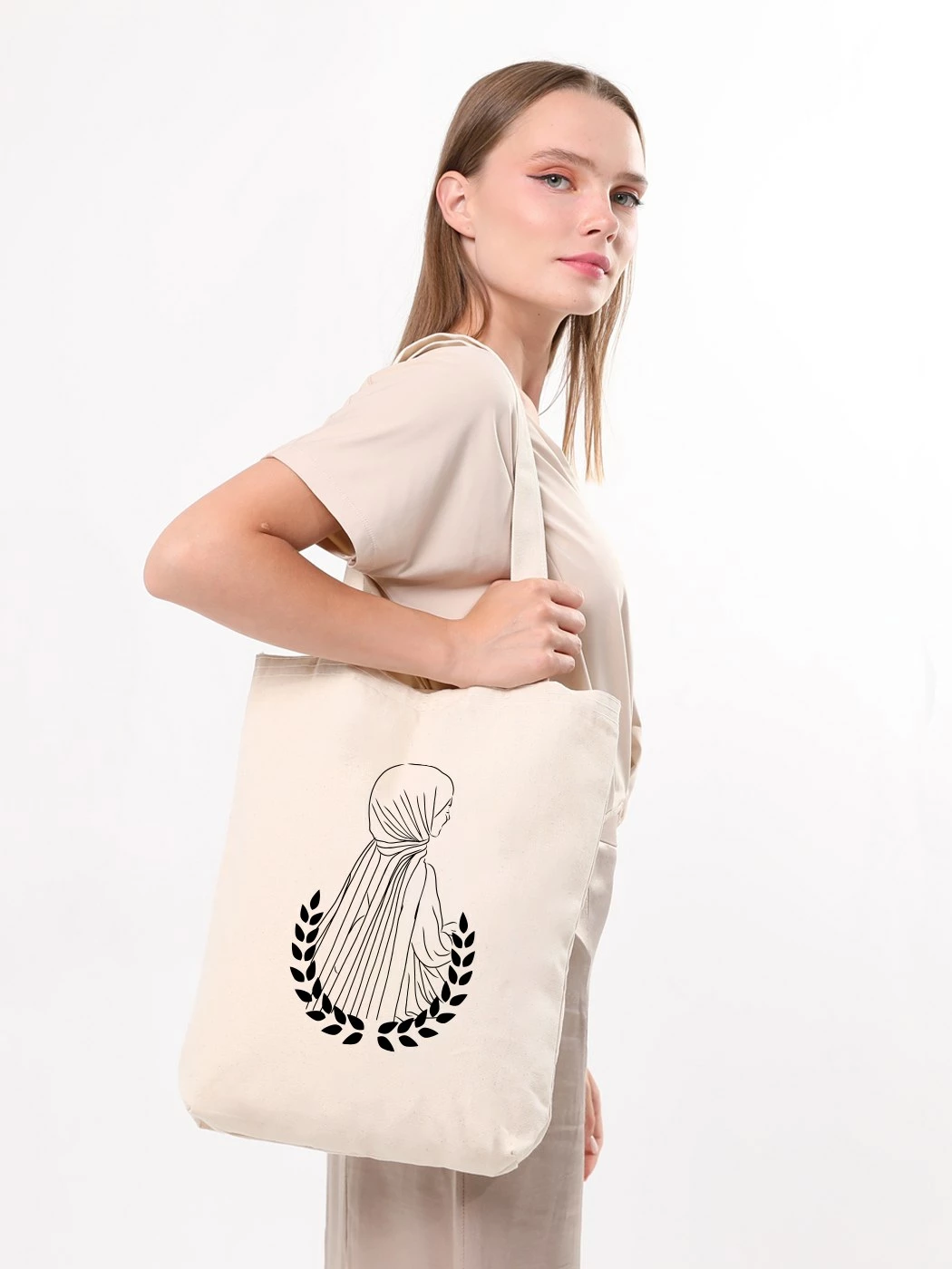 Çantë tote Zoozie Bags, krem, 35x40x8cm