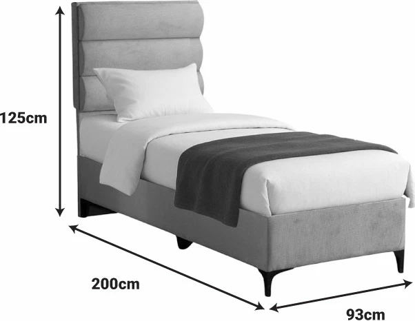 Krevat stofi Limit, ngjyrë gri e çelët, 90x200cm