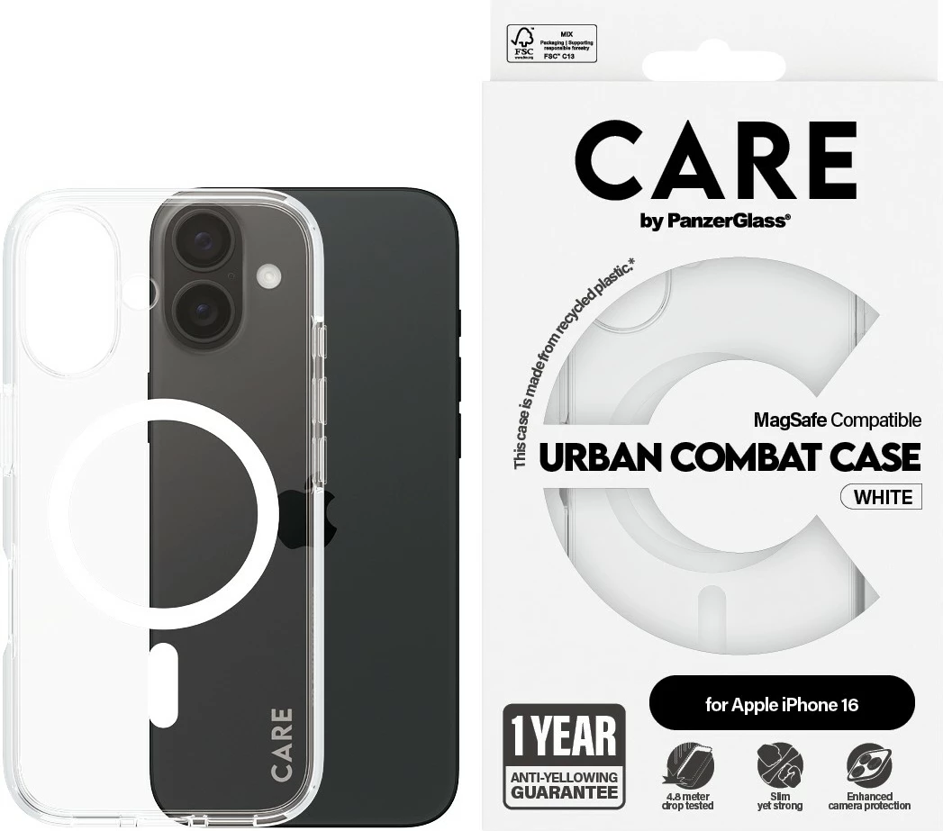 Mbështjellës PanzerGlass CARE Case Flagship MagSAFE për iPhone 16, transparent