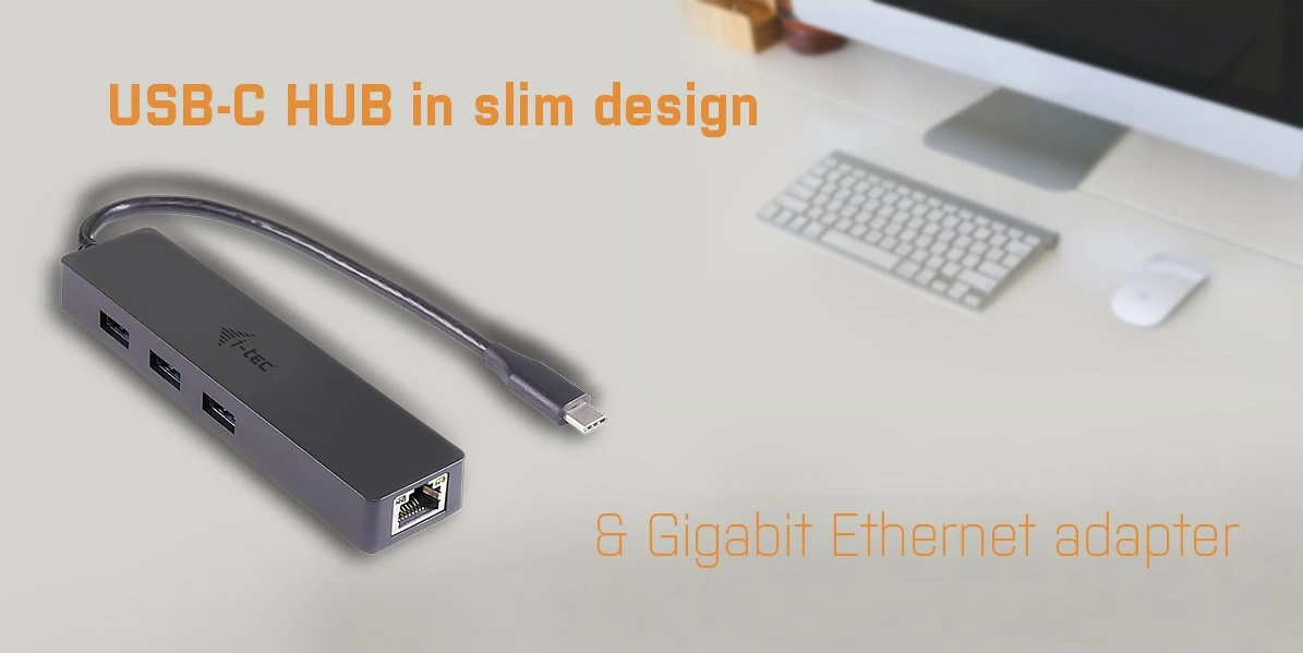 HUB USB-C I-Tec Advance, 3 porta USB 3.0 + Gigabit Ethernet, i zi