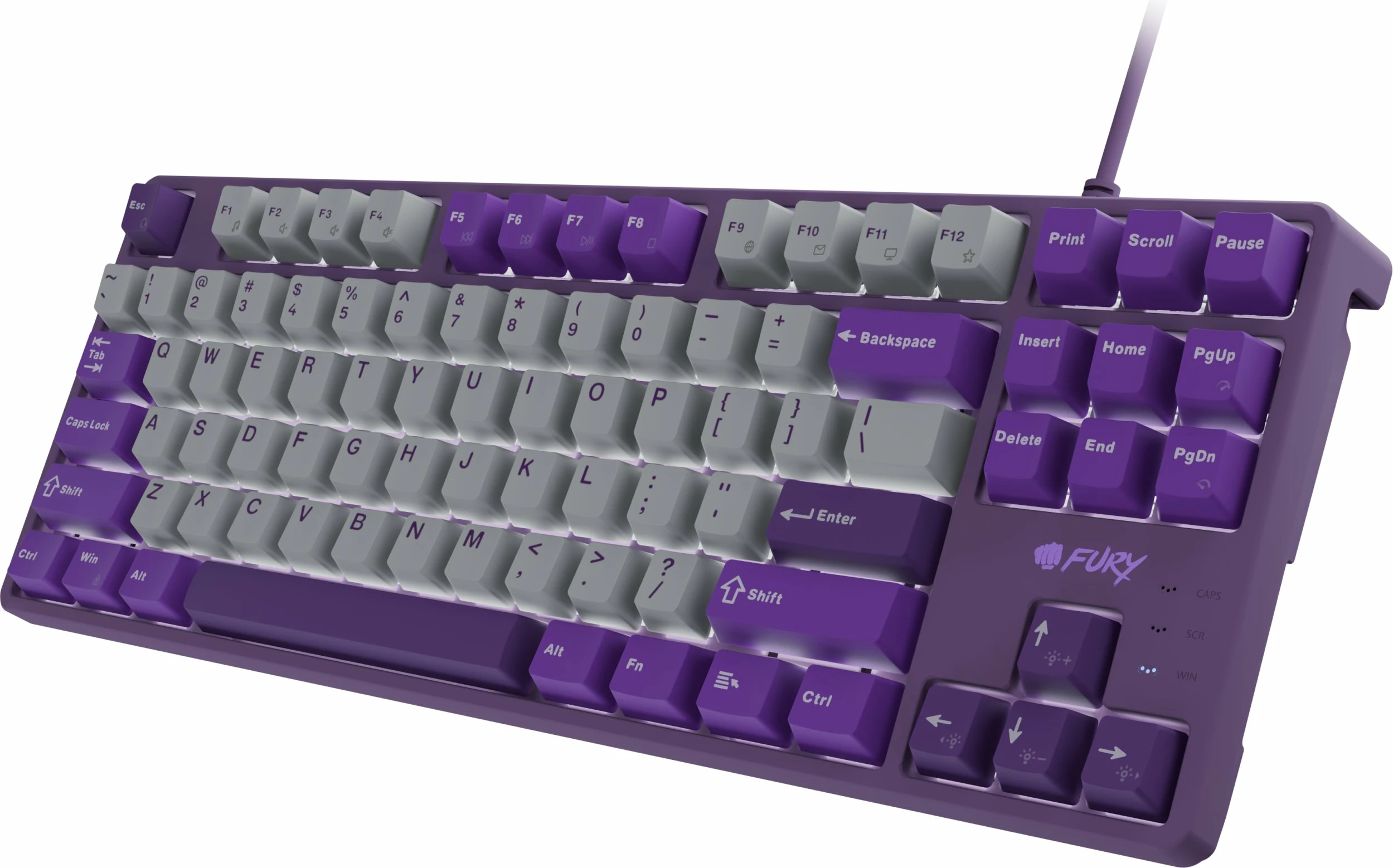 Tastierë mekanike gaming Fury Kanabo K2 NFU-2350, TKL 80%, hot-swap, switcha linear të kuq, USB me kabllo 1.6 m, ndriçim njëngjyrësh, gri