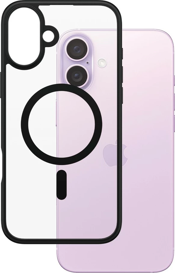 Mbështjellës PanzerGlass HardCase MagSAFE për iPhone 16 Plus, transparent/zi