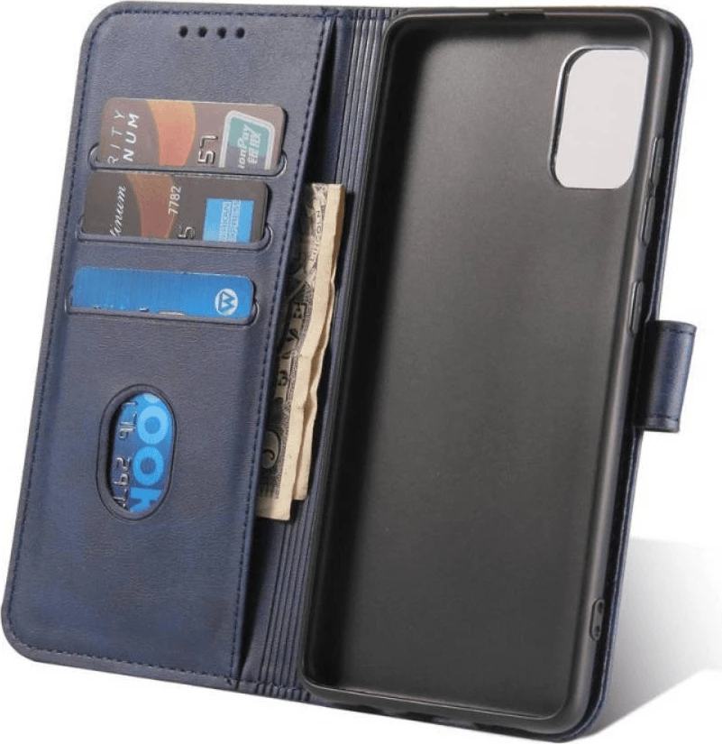 Mbështjellës ONASI Wallet Leather Flip për Xiaomi 12T/12T Pro, lëkurë, me xhepa kartelash, me stand, kaltër