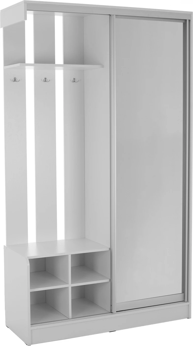 Mobilje për hyrje me dollap rrëshqitës dhe pasqyrë, DULCE, ngjyrë e bardhë, FH2424.03, 118x45x210 cm