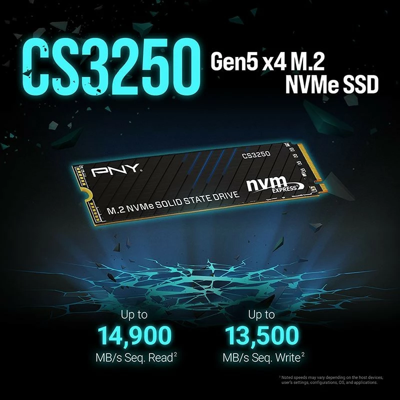 SSD M.2 2280 PCIe 5.0, PNY CS3250 M280CS3250-2TB-TB, 2TB, NVMe Gen5 x4, deri 14900/14000 MB/s
