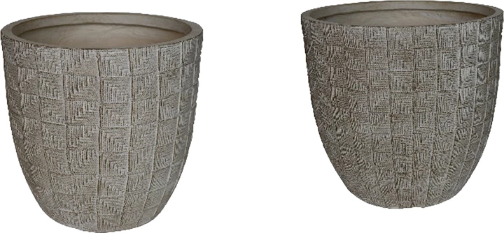 Set dy vazo qeramike, ngjyrë gri-bezhë, Sapen, 2 copë