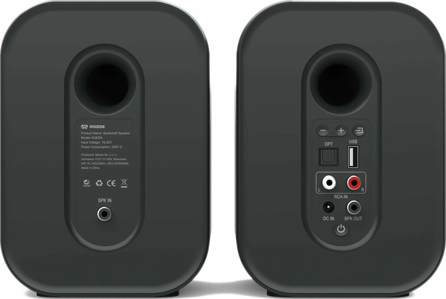 Altoparlantë kompjuteri Mozos Agera 2.0, 50W RMS, Bluetooth 5.0, me telekomandë, të zeza, set 2 copë