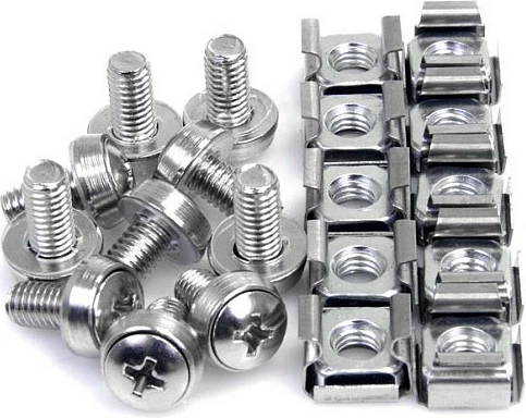 Vida montimi M6 StarTech, 50 copë, çelik inox, me cage nuts, argjend