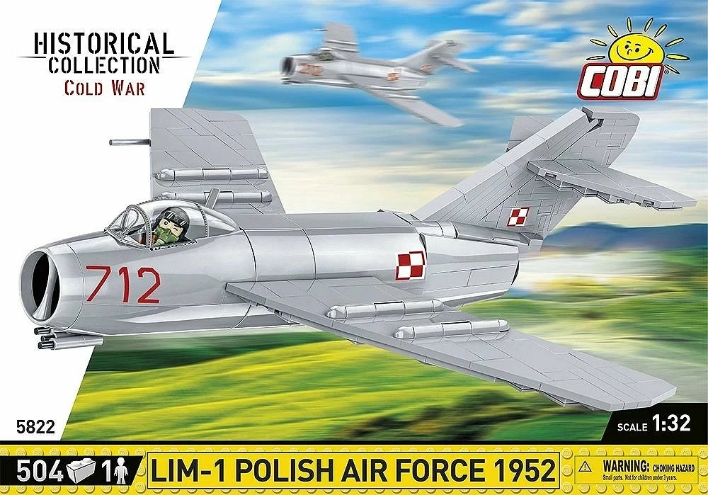 Set blloqesh ndërtimi Cobi Historical Collection Lim-1 Polish Air Force 1952, 504 copë, shkallë 1:32, gri, me 1 figurë