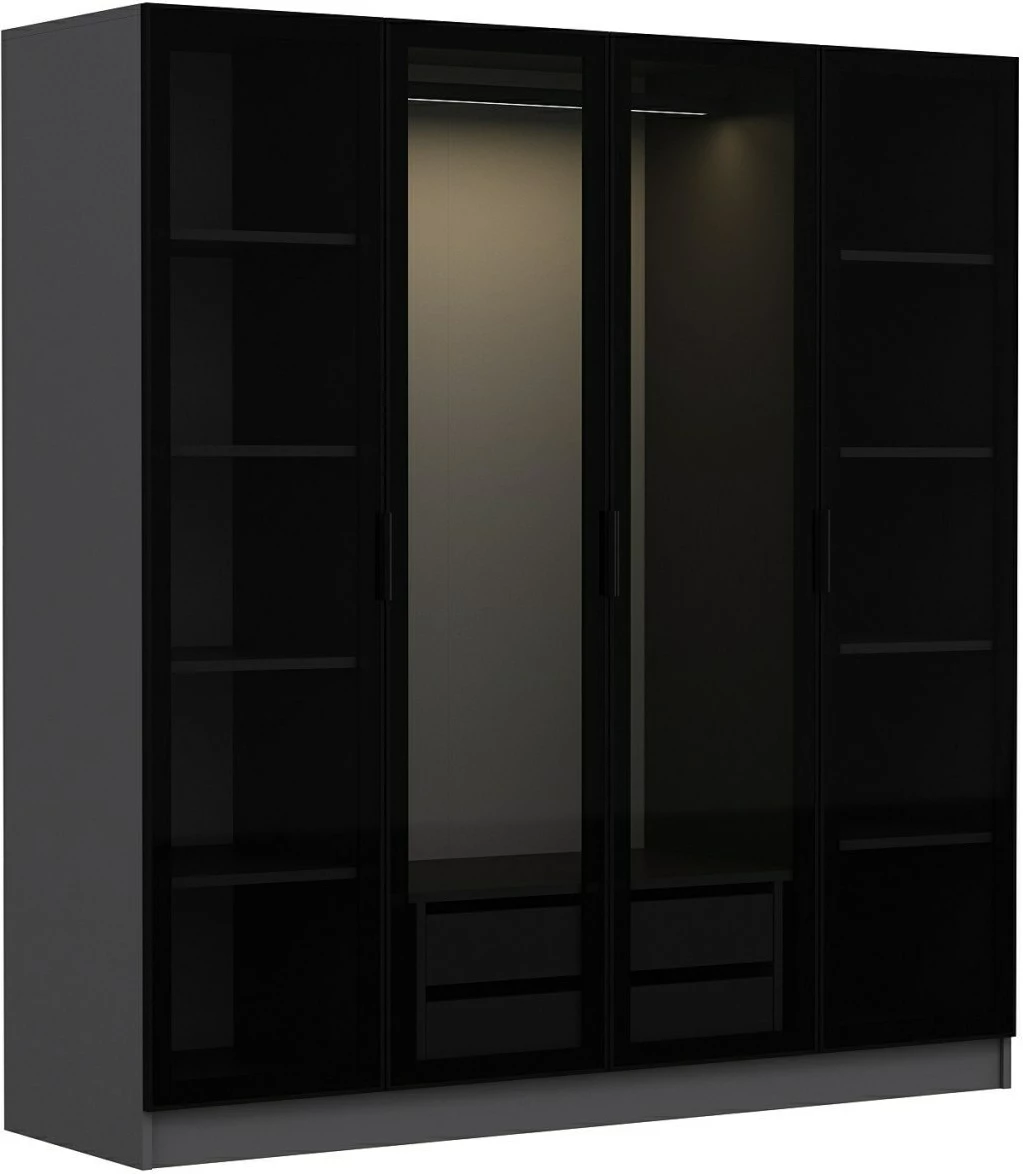 Dollap Skye Decor, anthracite e zi, 180x210x52cm