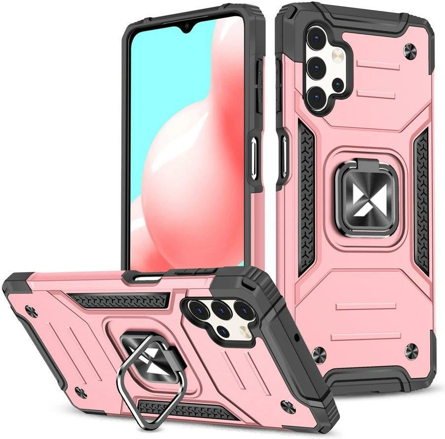 Mbështjellës Wozinsky Ring Armor për Samsung Galaxy A73, me mbajtës gishti dhe qëndrim, rozë