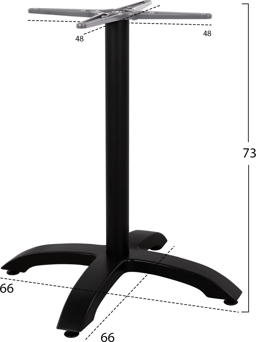 Bazë alumini FH460.01, e zezë mat, 66x66x73cm me kryq 48x48cm