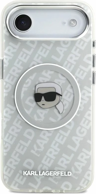 Kapak telefoni Karl Lagerfeld IML Karl Head Logo MagSafe për iPhone, gri
