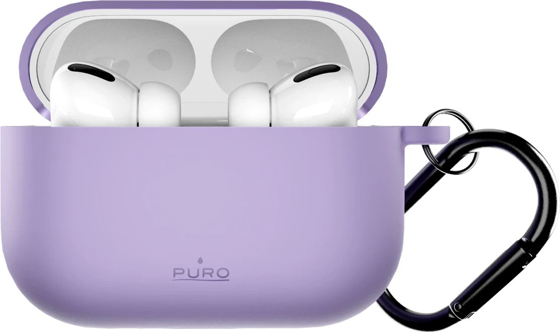 Mbështjellës silikoni Puro Icon për AirPods Pro 3, me karabinë, vjollcë