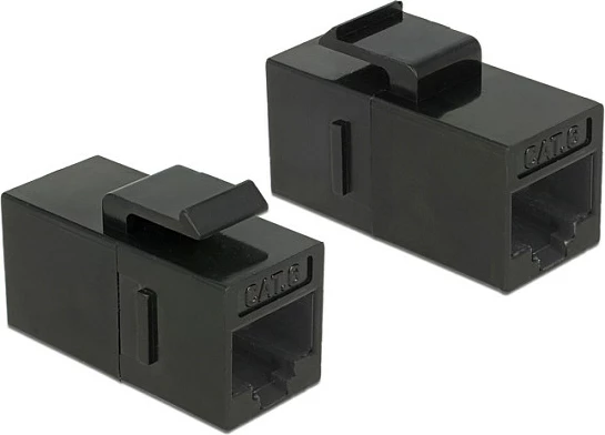 Adapter Keystone RJ-45 DeLOCK 86381, Cat6, femër-femër, i kënduar, i zi