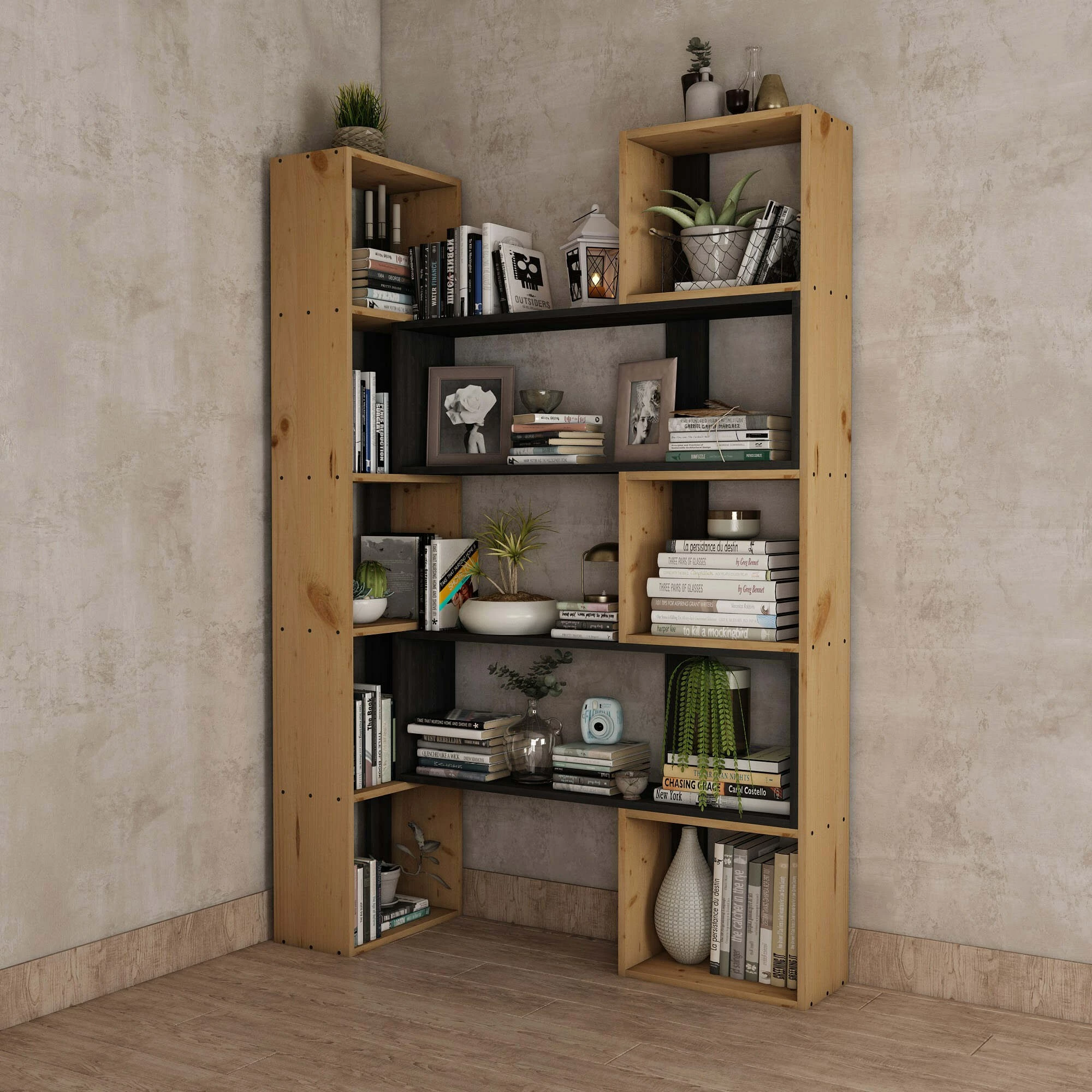 Raft librash Skye Decor, natyral dhe i zi, CPT6011-200