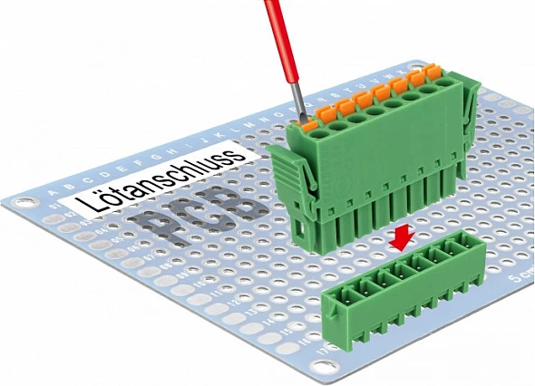 Bllok terminali PCB DeLOCK 65974, 8-pin, AWG 24-12, i gjelbër