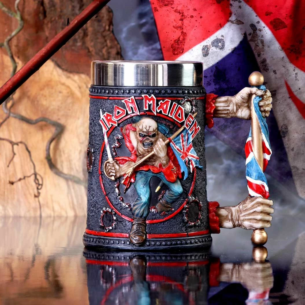 Krigë birre NEMESIS NOW Iron Maiden Eddie The Trooper, resin me insert çelik inox